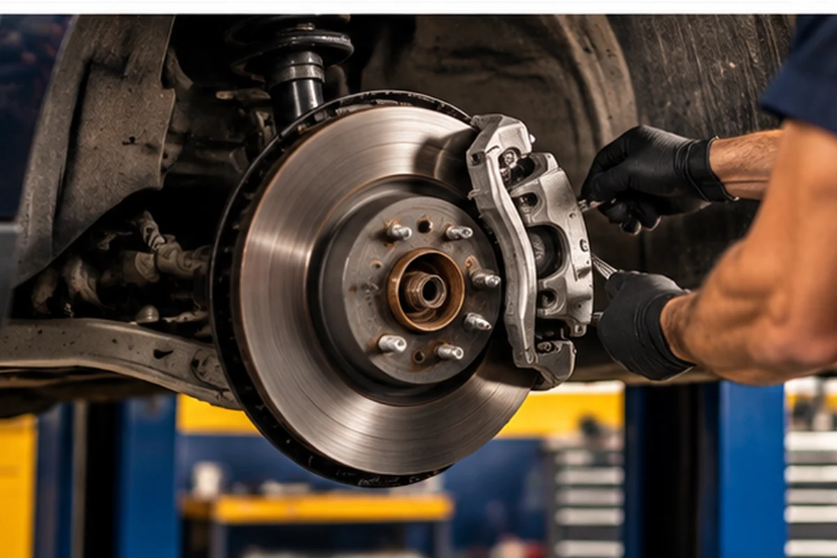 Sistema de freio automotivo em manutenção