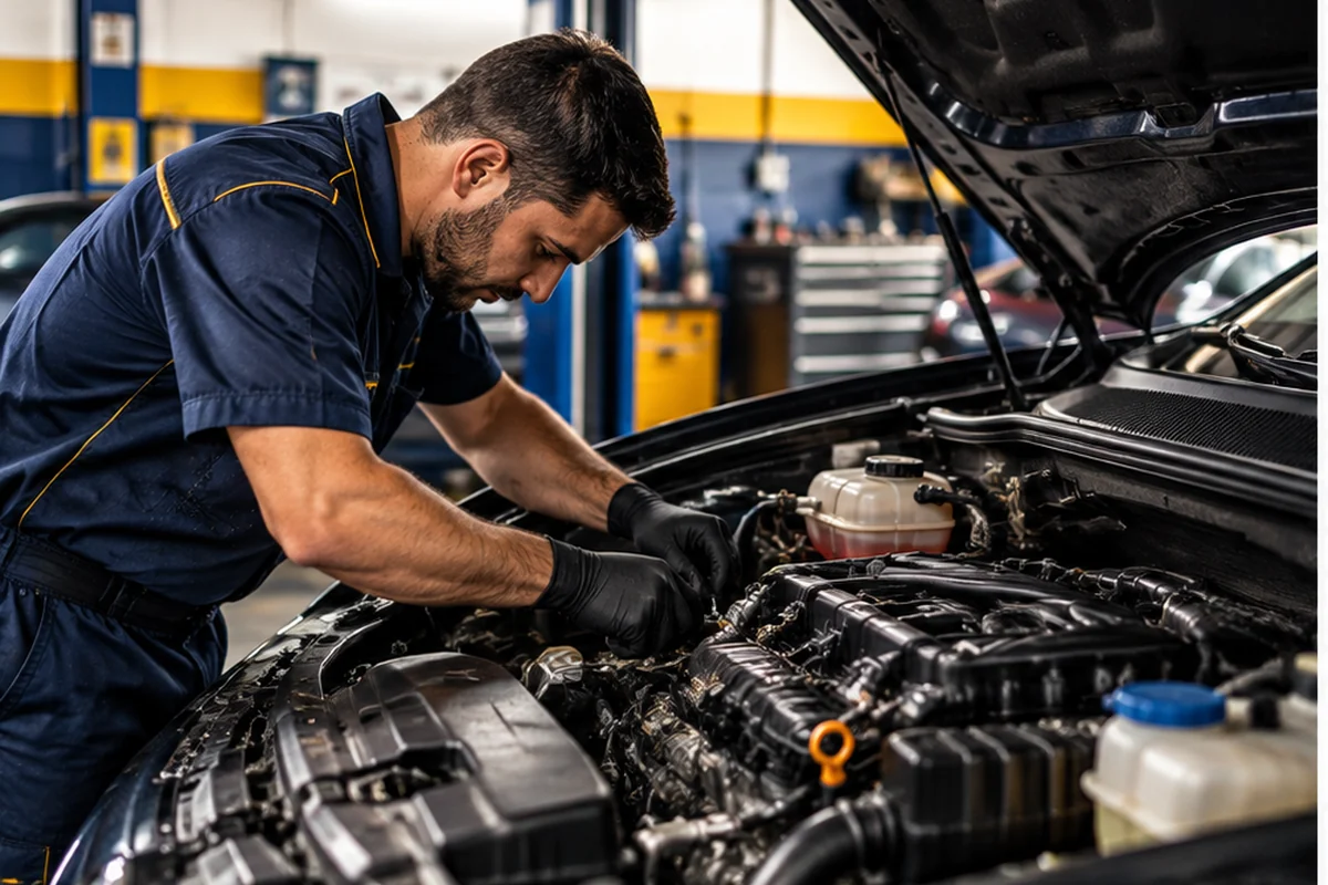 Manutenção de motor em oficina